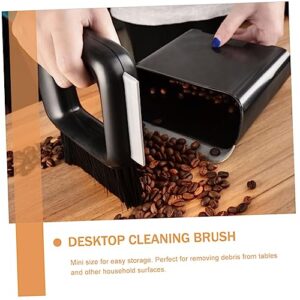 Yardenfun 1 Set Desktop Cleaning Broom Coffee Bean Coffee Concentrate Desktop Drawer Coffee Powder Cleaning Brush para Limpiar Drawers for Office Mini Desktop Broom Toy Black Plastic