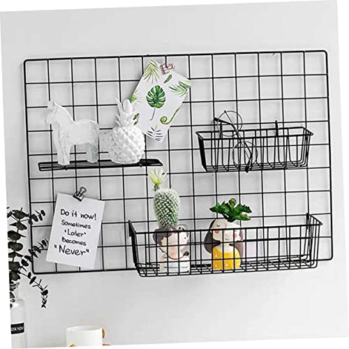 Unomor 2 Sets Shelf Black Storage Baskets Garage Storage Organizer Pegboard Shelves Hanging Wall Basket Wire Wall Shelves Desk Pegboard Storage Baskets for Shelves Wire Tray Wrought Iron