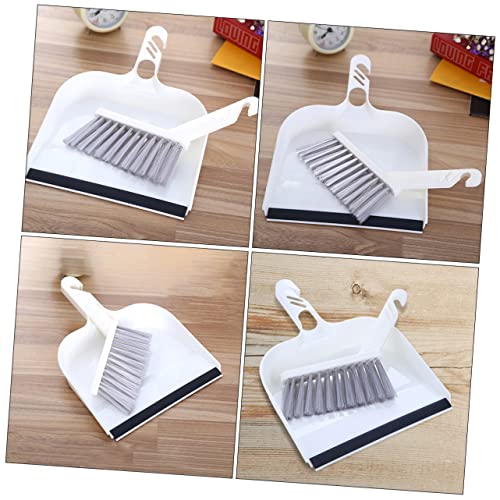 2 Sets Cleaning Brush Home Cleaning Accessory Kitchen Mini Pan Table Cleaning Tool Mini Hand Broom Shovel Brush Combination Mini Dustpan Household Cleaning Supplies Plastic White Healeved