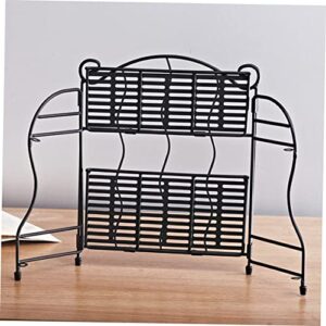 VOSAREA 1pc Black Office Shelf Metal Sheet Sundries Holder Storage Racks Toiletry Holder Rack