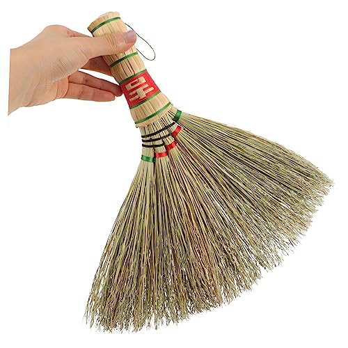 Healeved Desk Cleaning Broom Pet Waste Broom Miniature Dustpan and Brush Natural Straw Broom Hand Handle Broom Hand Whisk Broom Dusting Brush Compact Dustpan and Brush Sorghum Grass