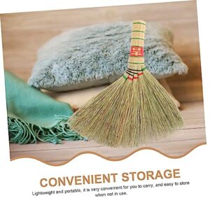 Healeved Desk Cleaning Broom Pet Waste Broom Miniature Dustpan and Brush Natural Straw Broom Hand Handle Broom Hand Whisk Broom Dusting Brush Compact Dustpan and Brush Sorghum Grass