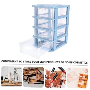 OHPHCALL 1pc Box Shelf Storage Box Makeup Drawer Organizer Kitchen Office Storage Cabinet Organizer Drawer Storage Clear Shelves Units De Clothes Dresser Makeup Storage Case Plastic Pp Blue