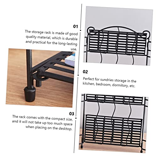 VOSAREA 1pc Black Office Shelf Metal Sheet Sundries Holder Storage Racks Toiletry Holder Rack