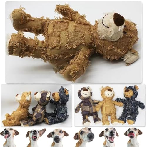 Shirem Robust Bear, Benebones for Dogs, Robust Plush Indestructible Dog Toy, Indestructible Robust Bear Dog Toy, Plush Bear Dog Chew Toy, Bite Buddy Chew Toy for Dogs Indestructible(Light brown)