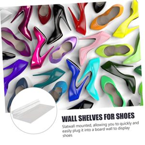 Unomor 6pcs Slot Display -Mounted Shelves Floating Shoe Display Shelves Wall Shelves for Shoes Wall Mounted Shelves Shoe Shelves for Wall Shelf Retail Shelves Transparent Plastic