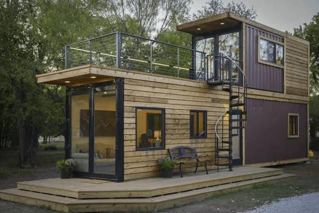 Double Story Modern Modular prefab Tiny Home House for Adults to Live in, prefabricated House Shipping Container Home Water Resistant Fully Customizable Color, prefab Expandable House