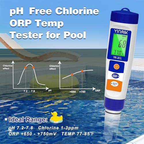 YINMIK Brix Refractometer & Pool pH Chlorine Salt ORP Meter with pH Calibration Solution