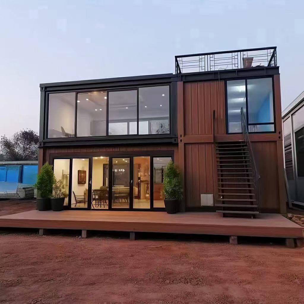 Double Story Modern Modular prefab Tiny Home House for Adults to Live in, prefabricated House Shipping Container Home Water Resistant Fully Customizable Color, prefab Expandable House