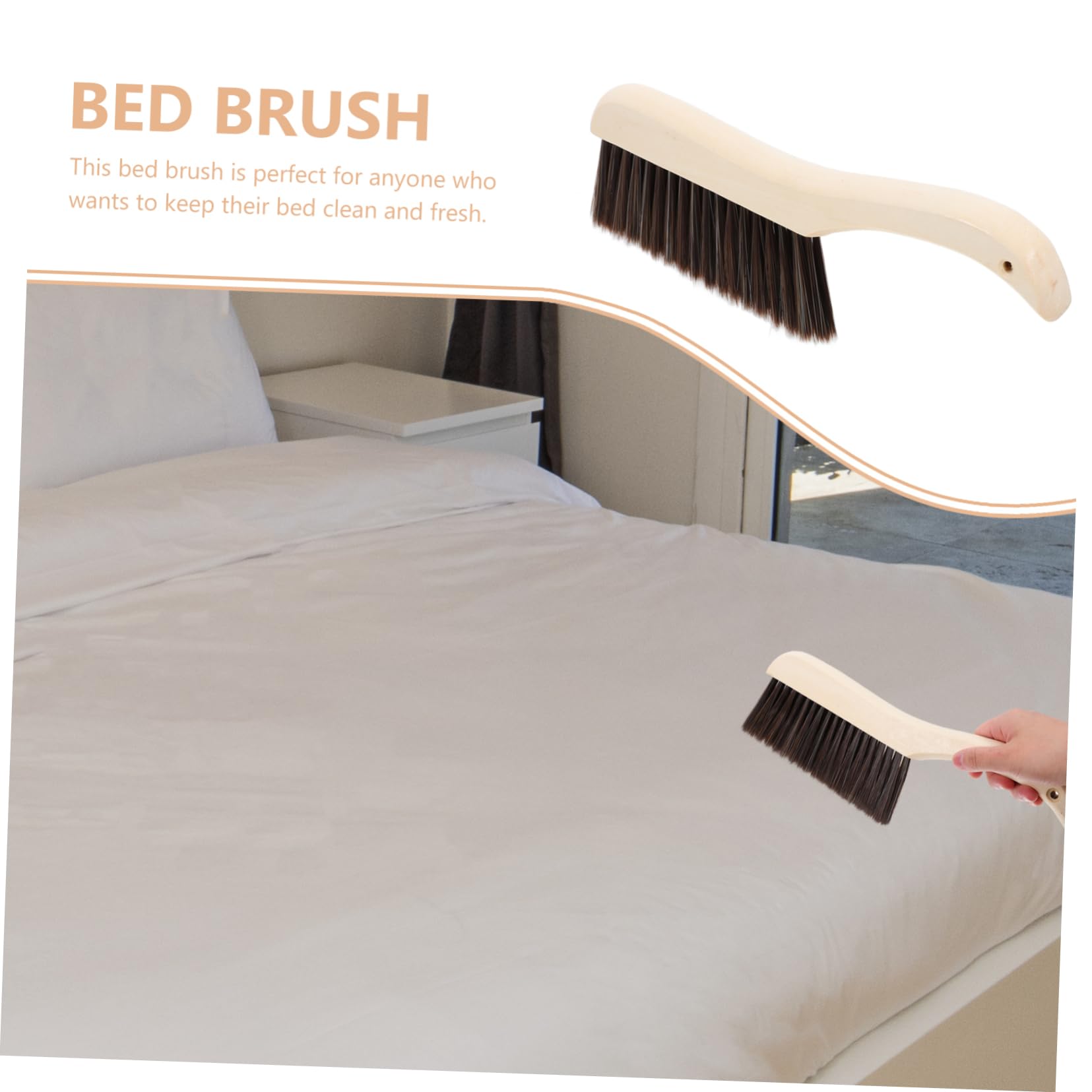 KOMBIUDA Dust Brush Counter Brush Dust Remover Brush Bed Sweeping Brush Counter Duster Hand Brush Handheld Car Brooms Clothes Brooms Dust Cleaner Garment Brush Couch Brush Bench Beige Wood