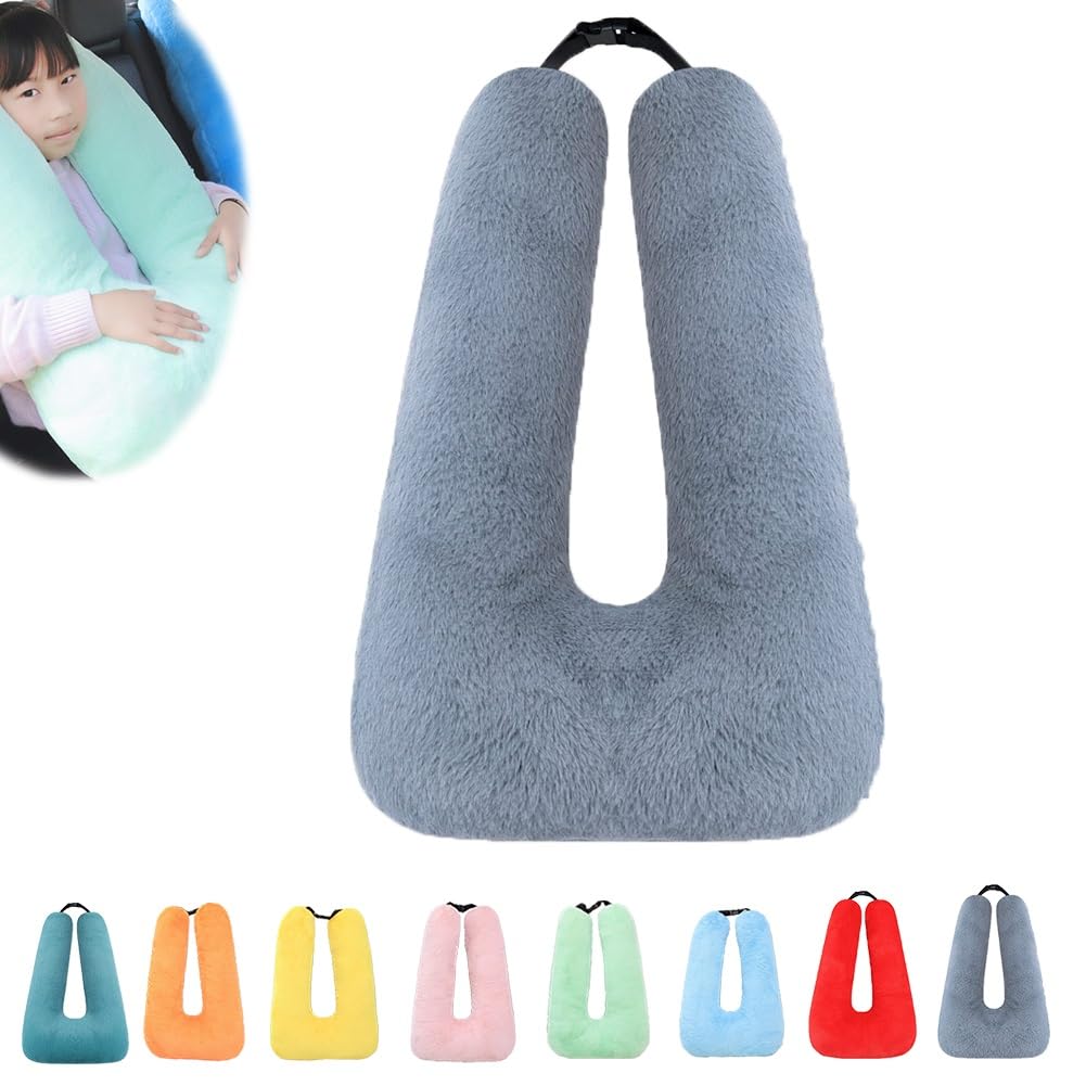 Oaraup Traveling Car Pillow, Traveling Car Pillow for Kids, Head and Body Support U Shaped Pillow for Travel, Travel Car Pillow for Long-Distance Travel of Adults and Children(Gray)