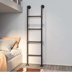 metal loft bed ladder wall mounted - 3.3ft-8ft fire escape ladder for emergency home safety - space-saving climb ladders - attic stairs basement egress ladders