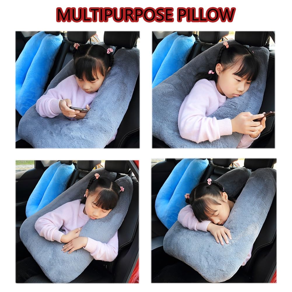 Oaraup Traveling Car Pillow, Traveling Car Pillow for Kids, Head and Body Support U Shaped Pillow for Travel, Travel Car Pillow for Long-Distance Travel of Adults and Children(Gray)