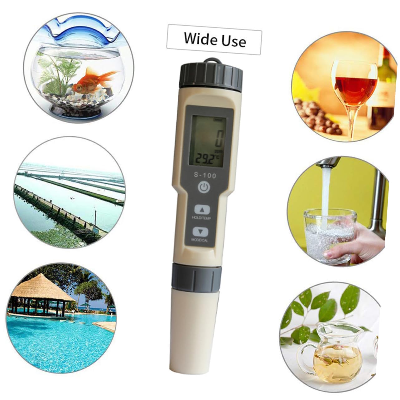 CANIGHT Salt Water Gravimeter Hydrometers Water Salimeter Water Quality Tester Automatic Hydrometer Temperature Tester Salt Meter Tds Water Quality Testing Pen Light Grey