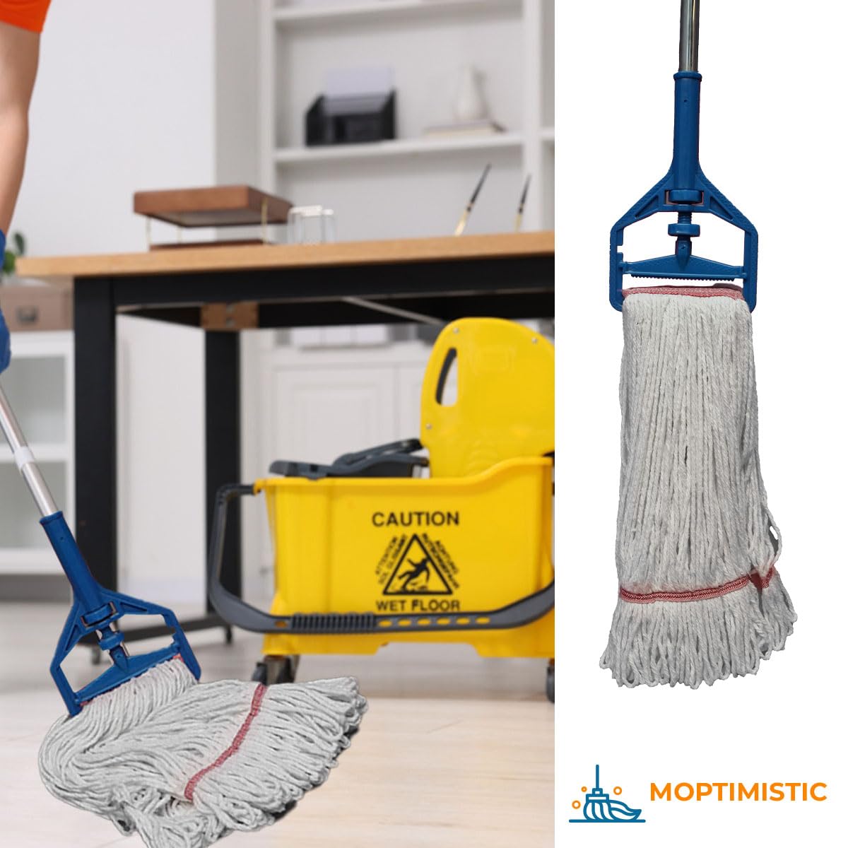 Moptimistic 32oz Looped Yarn Floor Mop Head | Pack of 3 | Natural White Color Mop Head Replacement | Durable & Economical | for Home, Industrial and Commercial Use