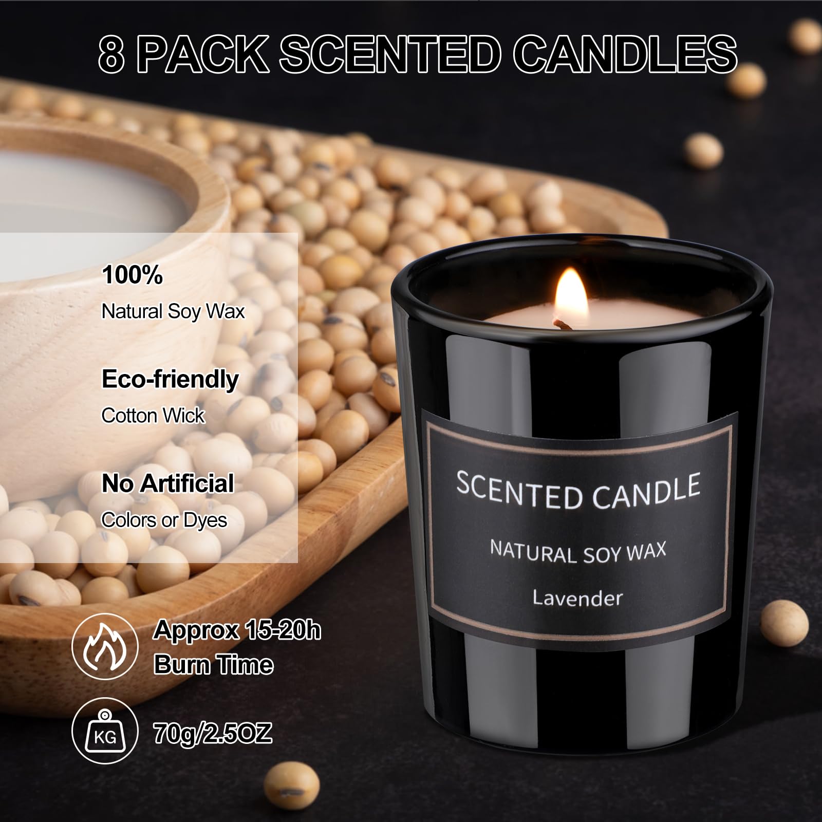 8 Pack Scented Candles for Home, Scented Candles Gifts Set for Men, Smoke-Free Strong Fragrance Long Lasting, Aromatherapy Candles Gifts for Women, Christmas Valentine Birthday Men Gifts