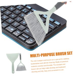 1 Set Broom Dustpan Keyboard Cleaning Brush Table Cleaning Tool Small Dust Pans Desktop Cleaning Broom Kitchen Desktop Dustpan Home Cleaning Accessory Cleaning Kit Plastic Green SOESFOUFU