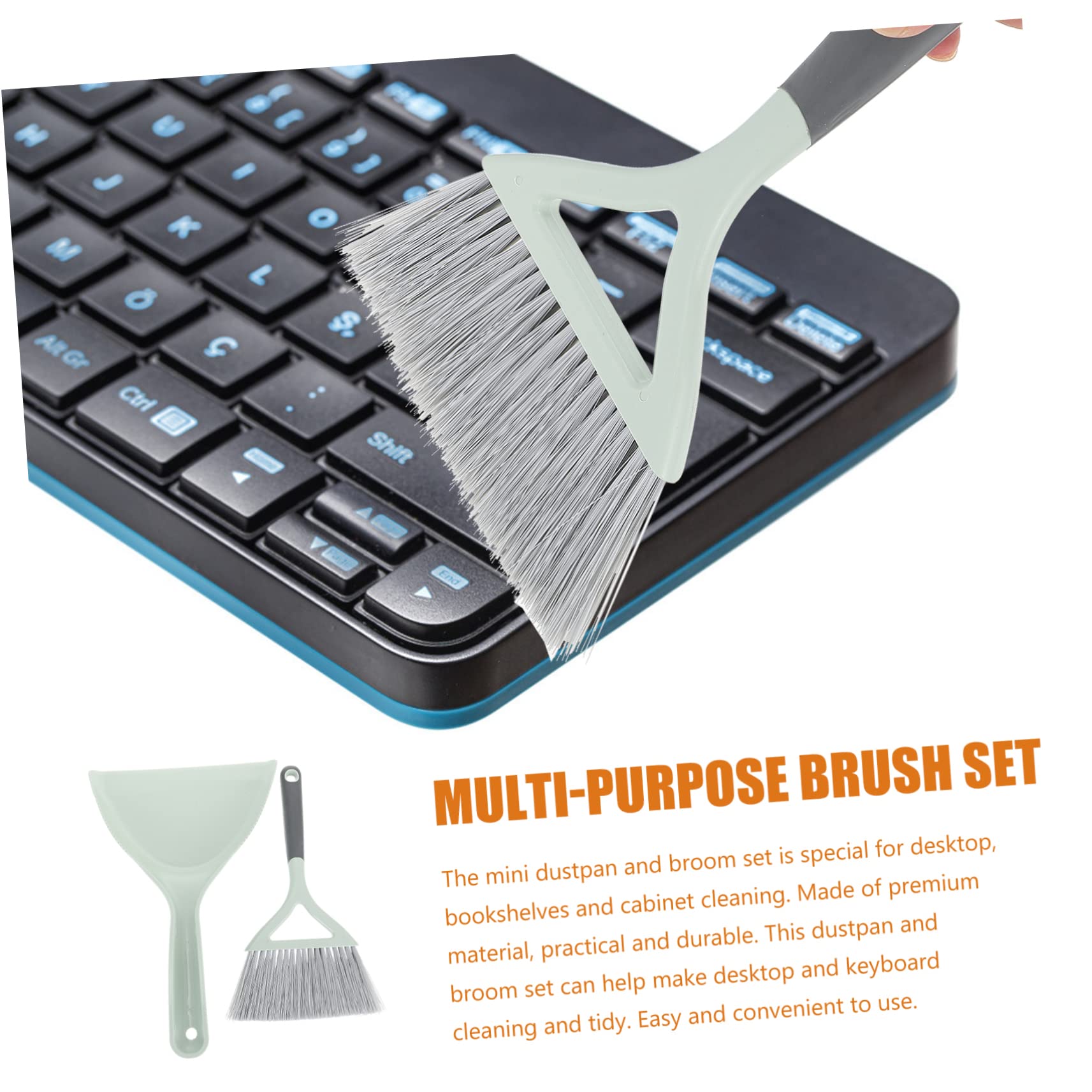 1 Set Broom Dustpan Keyboard Cleaning Brush Table Cleaning Tool Small Dust Pans Desktop Cleaning Broom Kitchen Desktop Dustpan Home Cleaning Accessory Cleaning Kit Plastic Green SOESFOUFU