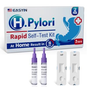 easyin h pylori test kit: 2 pcs fast & highly accurate & easy to use & read helicobacter pylori test at home results in 10-15 minutes - h-pylori test kit 2 test