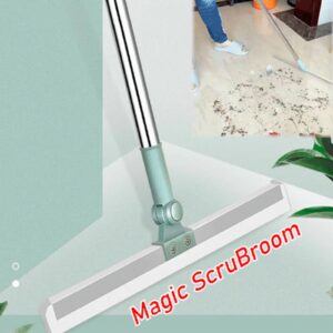 Multifunctional Magic Broom, Stretchable Broom Pet Hair Remover, 3-in-1 Sweeper 180 Degree Rotatable Floor Wiper, Floor Squeegee with 20.5inch Long Handle Scraping Besom for Cleaning (13.78in)