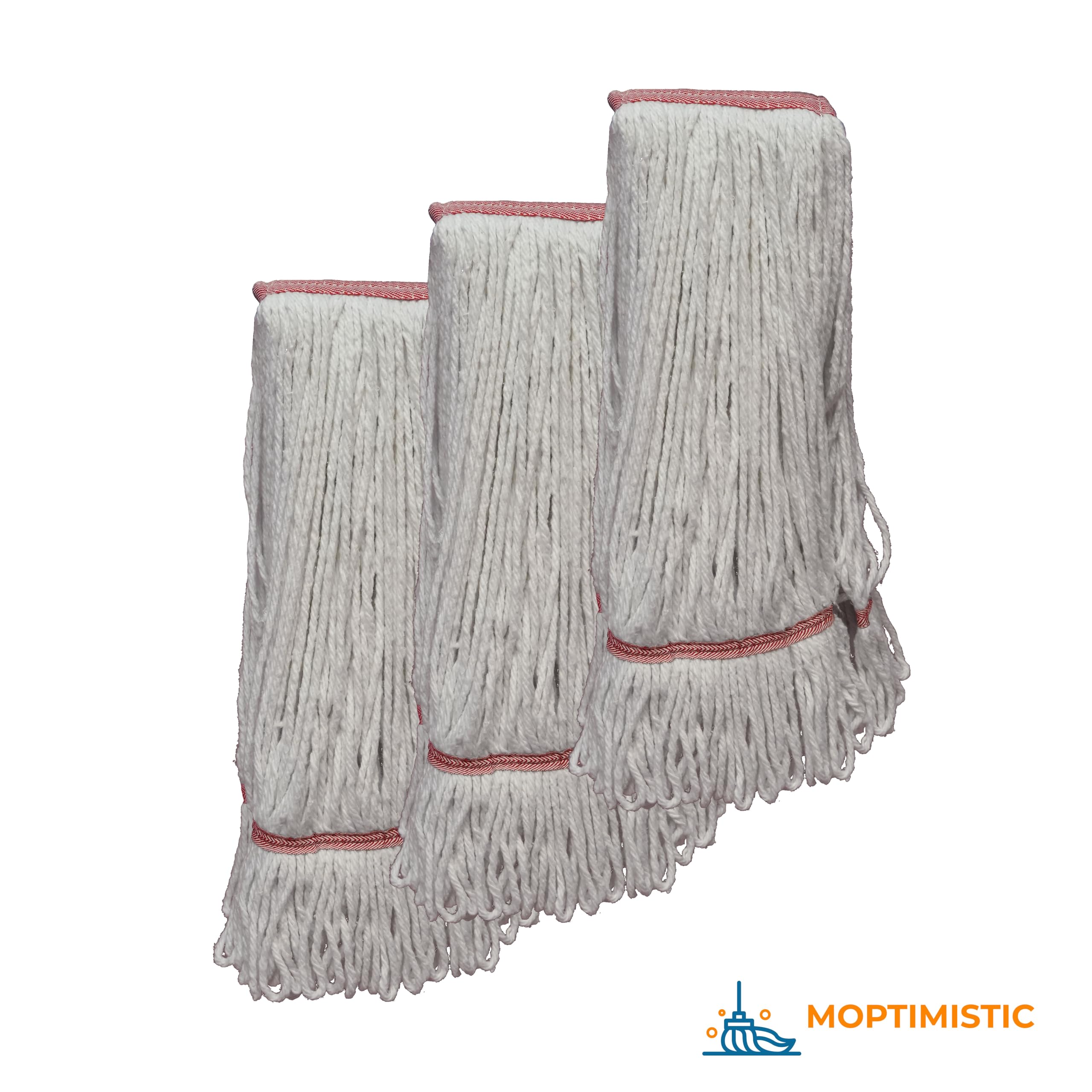 Moptimistic 32oz Looped Yarn Floor Mop Head | Pack of 3 | Natural White Color Mop Head Replacement | Durable & Economical | for Home, Industrial and Commercial Use