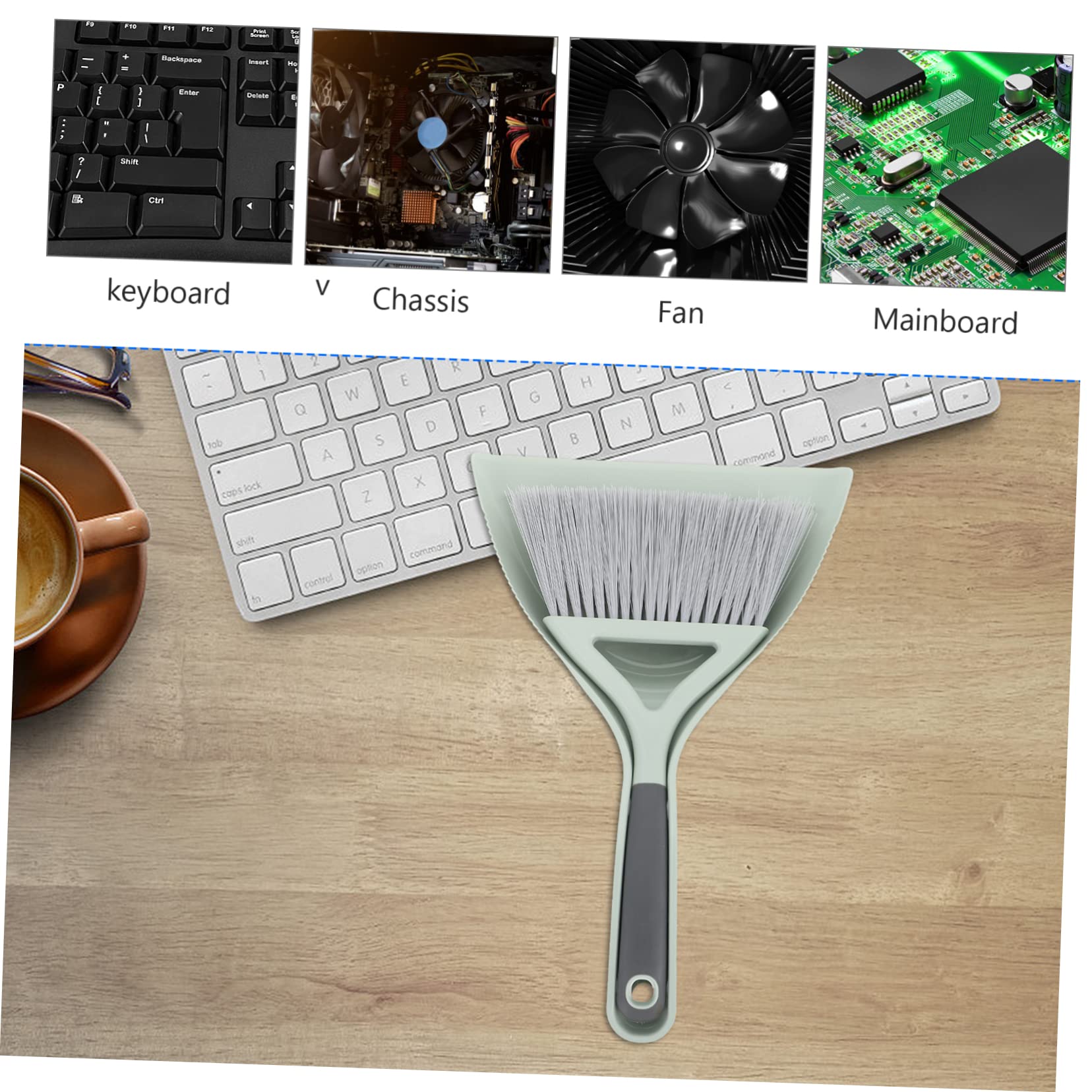 1 Set Broom Dustpan Keyboard Cleaning Brush Table Cleaning Tool Small Dust Pans Desktop Cleaning Broom Kitchen Desktop Dustpan Home Cleaning Accessory Cleaning Kit Plastic Green SOESFOUFU