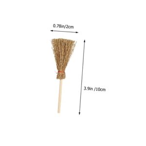 MUSISALY 18pcs Mini Broom Mini Broom Straw Brooms Craft Tiny Witch Broom Haunted House Props Broom Hanging Decoration Halloween Witch Broom Cosplay Broom Prop Toys Khaki Pine Wood