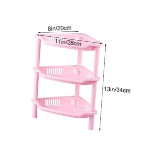 MUSISALY 3 Pink Corner Shelf Organizer Storage Shelf Rack Bathroom Shelves Desk Stand Rack