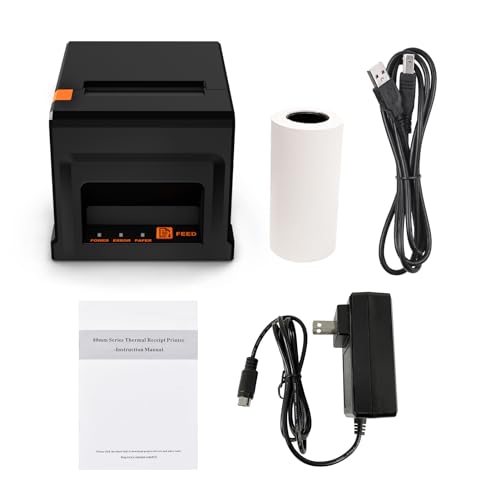 Yosoo Receipt Printer, Small Printer Thermal with USB Connection and 80mm Diameter Paper Roll USB Printer for Easy and Clear Printing (US-3)