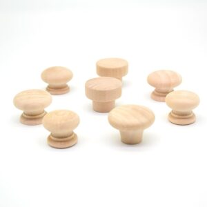 HZDCKM Unfinished Wood Cabinet Knobs, Set of 3, Natural