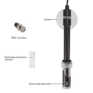 pH Electrode Probe, pH Meter with BNC Connector, High Accuracy pH Sensor, Black Electrode Probe Connector for Aquarium Hydroponics Plant Pool Spa