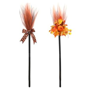 2pcs halloween witch broom, plastic broom witch broomstick, halloween witch decoration props, flying broomstick for halloween costume party supplies (b)