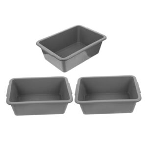 levemolo 3pcs restaurant bowl storage box dishpan basin tub meat prep tub dishwashing tubs utility tub wash basin tub commercial tote tubs rectangle utility dish tub storage bins pp grey