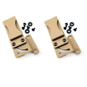 2 sets nylon pocket clip with screws fits for kydex sheath knife case, universal deep carry back clip diy accessory(brown,medium)