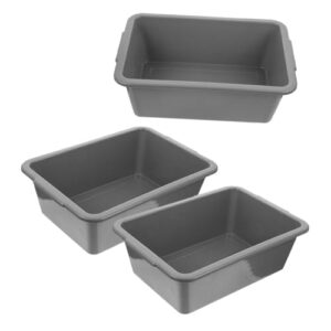 hootnee 3pcs restaurant bowl storage box utility tub meat prep tub dishwashing tubs dishpan basin tub commercial tote tubs washing basin tub rectangle utility dish tub storage bins pp grey