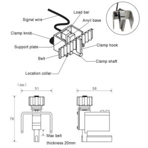 Belt Tension Meter, Ribbon Filamentous Tension Detection, with Sound and Light Alarm, USB Data Output, Tension Range 0-750N, for Multi-Ribbed V- and Synchronous Belts