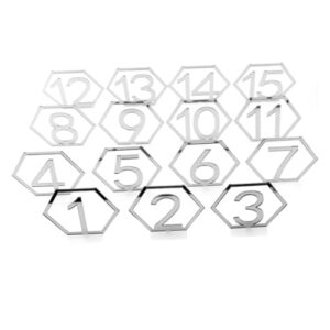 whamvox 1 set 15pcs banquet table numbers banquet number sign wedding table numbers 1 to 15 table number 15 numbers dining room table decor dining table decor silver