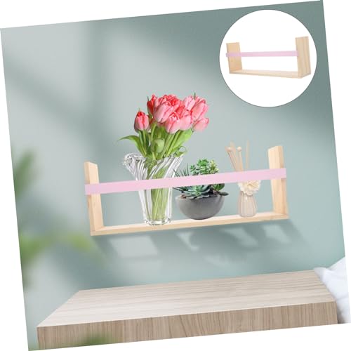 OSOLADY Wall-Mounted Floating Shelf Pink Wood Floating Shelves for Wall Decor Wall Holder Storage Holder