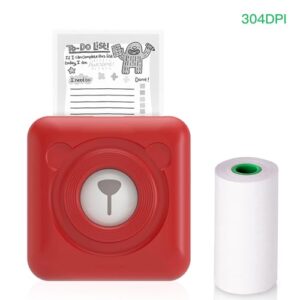 ZJchao Thermal Printer Thermal Printer 2-Inch, 304DPI Resolution Compatible with Smart Phone for Photo, Label, Receipt Paper Printing (Red)