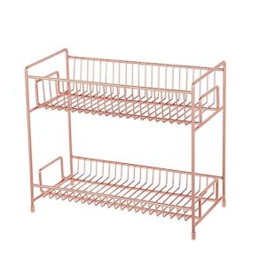 mikinona 1pc storage rack wire rack shelf cupboard organizers and storage kitchen wire basket standing shelves cord organizer case storage bin shelves perfume organiser golden iron