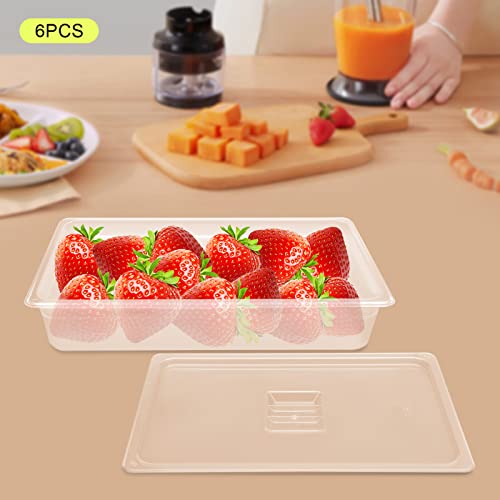 KannBeki 6 Pack Food Pans, 4 Inch Deep Clear Food Pan with Lids,Commercial Food Storage Containers for Restaurant, Hotel