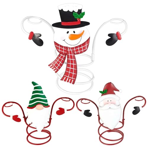 3Pcs Wine Glass Holder, Christmas Glass Wine Bottles Holder Features Santa, Snowman and Gnome Wine Bottle Glass Desktop Organizer Rack for Bar Home Display Christmas Decor, Wine Glass Holder