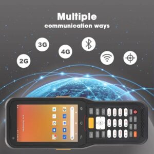 Rugged Android Handheld PDA Warehouse Inventory Barcode Scanner, Integrated Zebra 2D Scan Engine, Physical Keypad, GPS, WiFi & 4G for WMS & Logistics & Charge Dock