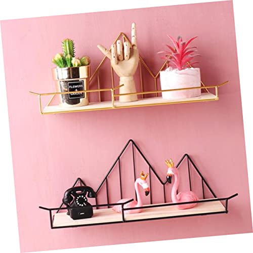 GRIRIW 1pc Creative Iron Art Storage Rack Drink Shelf Wall Small Wire Storage Baskets for Shelves Sundries Organizer Decorative Storage Basket Wall Mounted Shelves Wall Shelves Log Black