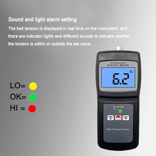 Belt Tension Meter, Ribbon Filamentous Tension Detection, with Sound and Light Alarm, USB Data Output, Tension Range 0-750N, for Multi-Ribbed V- and Synchronous Belts