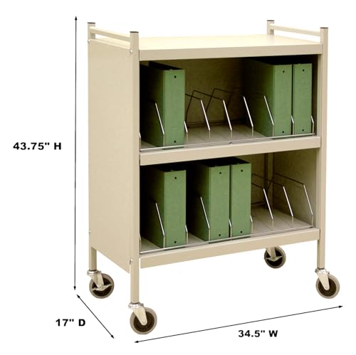 Omnimed American Made Economy Closed Chart Rack, Multi-Tier Steel Frame with Locking Casters (Beige, 16 Binder Capacity (3.5" Max Size))