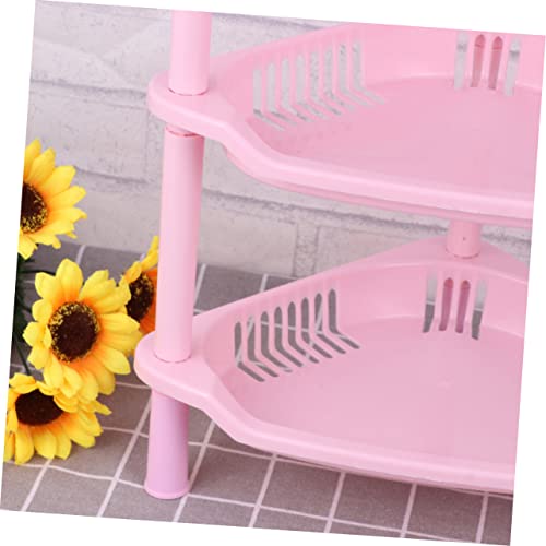 MUSISALY 3 Pink Corner Shelf Organizer Storage Shelf Rack Bathroom Shelves Desk Stand Rack