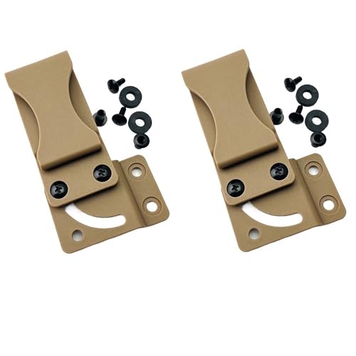 2 Sets Nylon Pocket Clip with Screws Fits for Kydex Sheath Knife Case, Universal Deep Carry Back Clip DIY Accessory(Brown,Small)