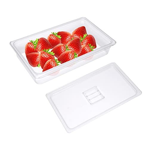 KannBeki 6 Pack Food Pans, 4 Inch Deep Clear Food Pan with Lids,Commercial Food Storage Containers for Restaurant, Hotel