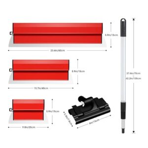 Dry Wall Skimming Tool, High Strength Stainless Steel 250mm 400mm 600mm Smoothing Spatula with Extension Handle Pole & Clip Head, Skimming Blade Set for Wall Ceiling